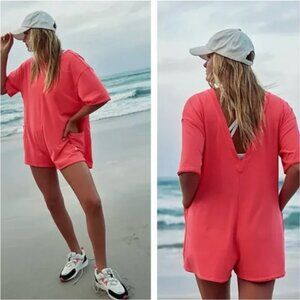FP Movement Free People Hot Shot Tee Short Romper Patch Pockets NEW NWT